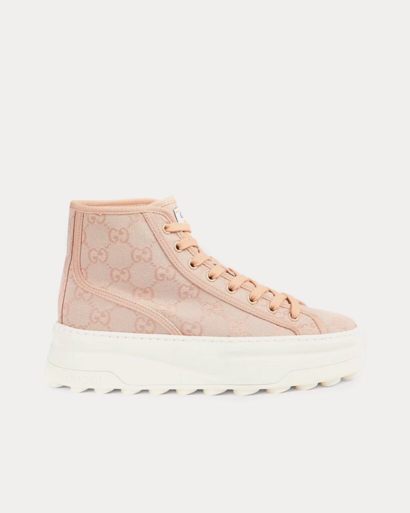Baskets montantes roses en toile Gucci GG Original