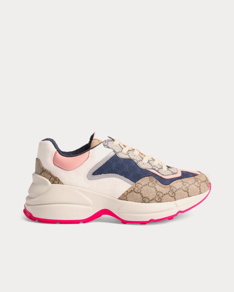 Baskets basses Gucci Rhyton beige/ébène/rose
