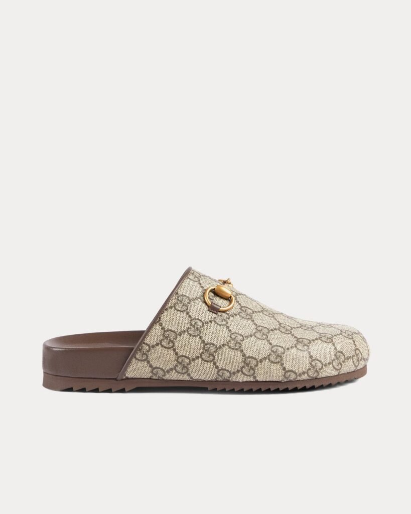 Chaussons Gucci GG Supreme Horsebit beige/ébène