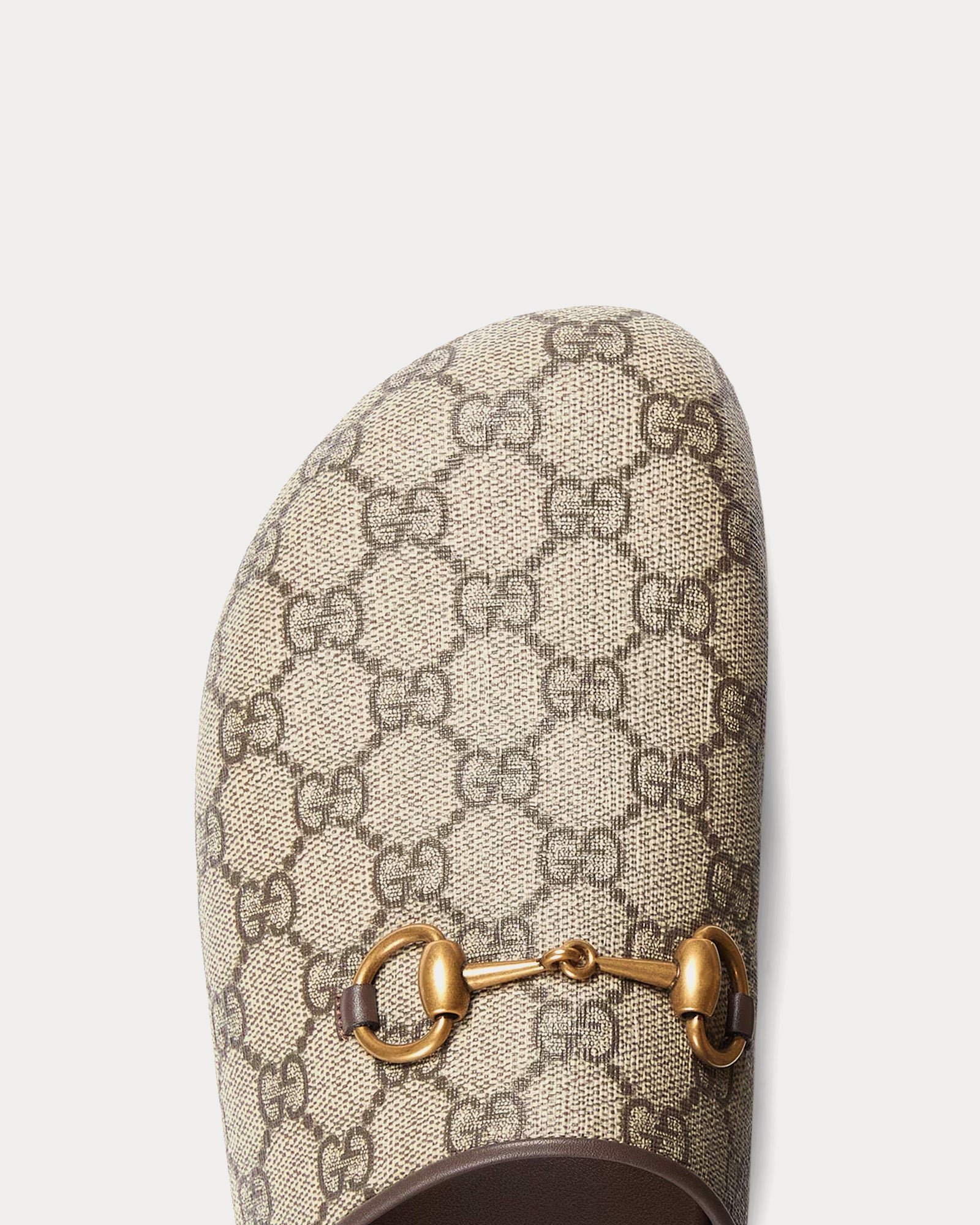 Chaussons Gucci GG Supreme Horsebit beige/ébène – Image 3