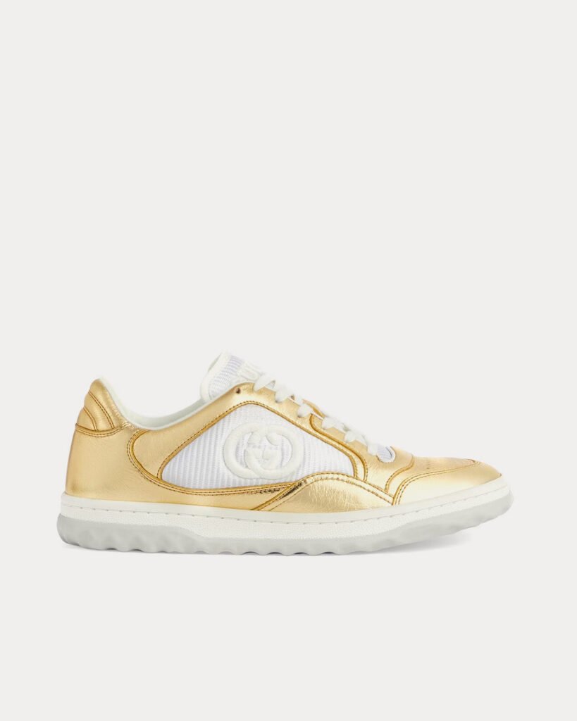 Baskets basses Gucci MAC80 en cuir métallisé doré