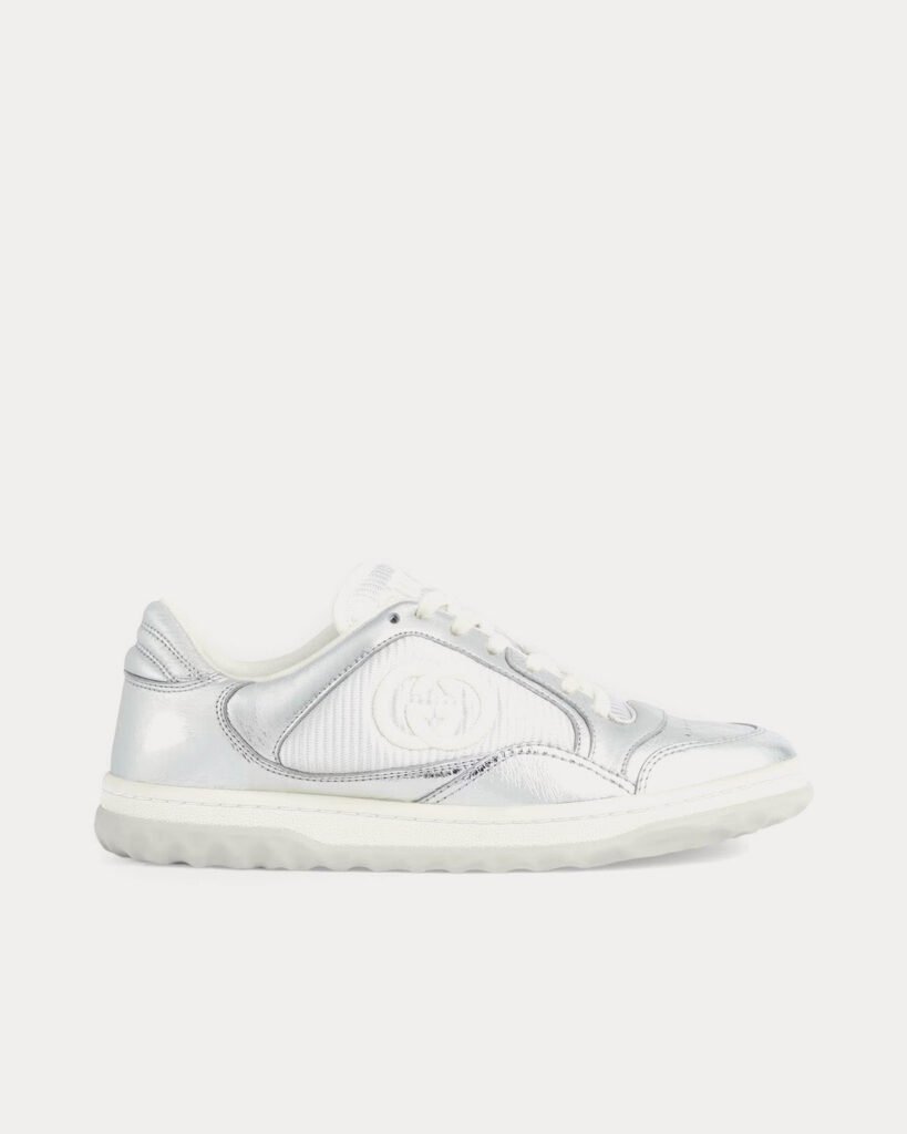 Baskets basses Gucci MAC80 en cuir métallisé argent