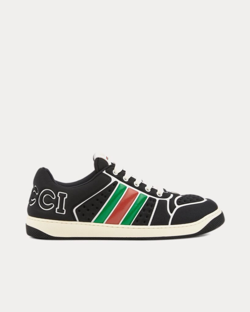Baskets basses noires en néoprène Gucci Screener avec bande Web