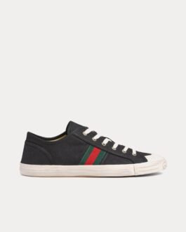 Baskets basses Gucci en coton noir avec bande Web