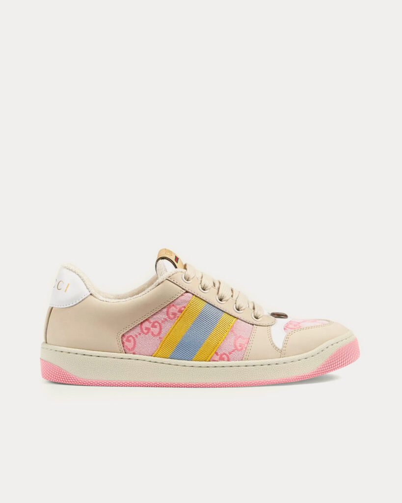Baskets basses Gucci Screener avec bande Web GG beiges