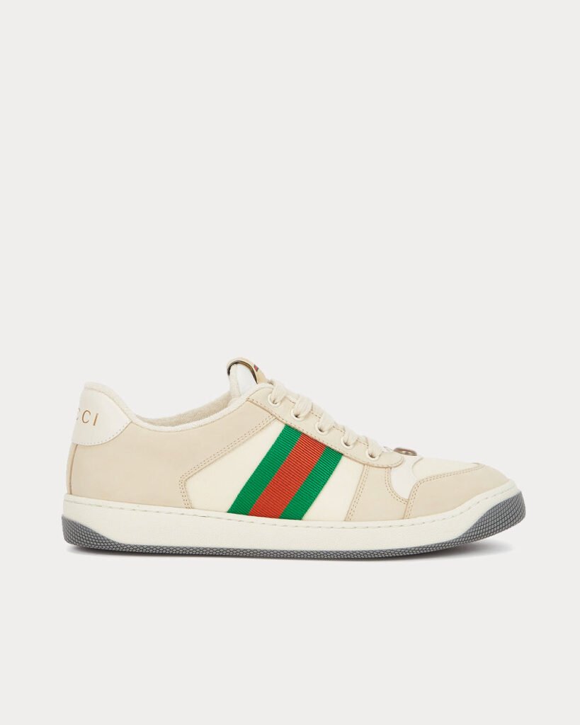 Baskets basses Gucci Screener crème/vert