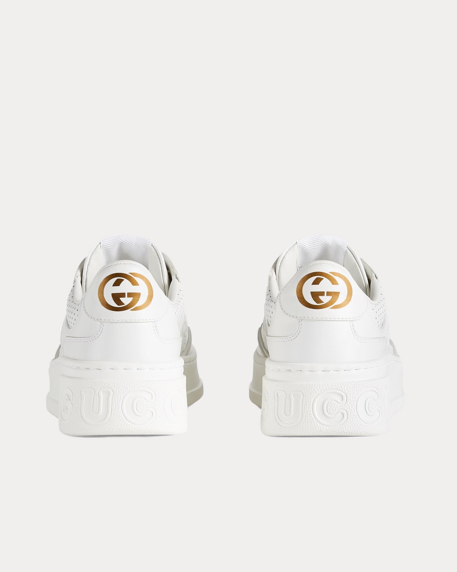 Baskets basses blanches à plateforme Gucci GG en cuir embossé GG – Image 3