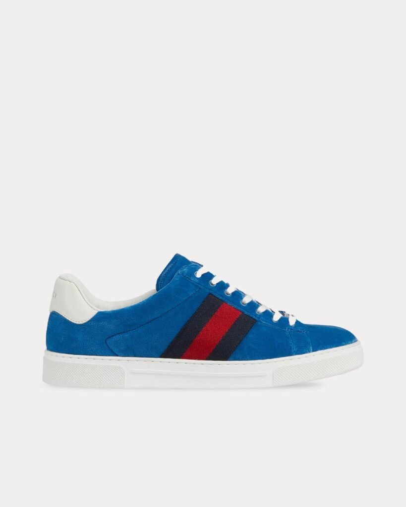 Baskets basses Gucci Ace avec toile en velours bleu