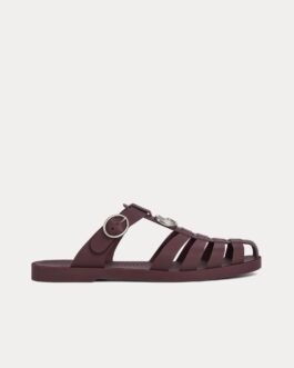 Mules Gucci Double G en caoutchouc bordeaux