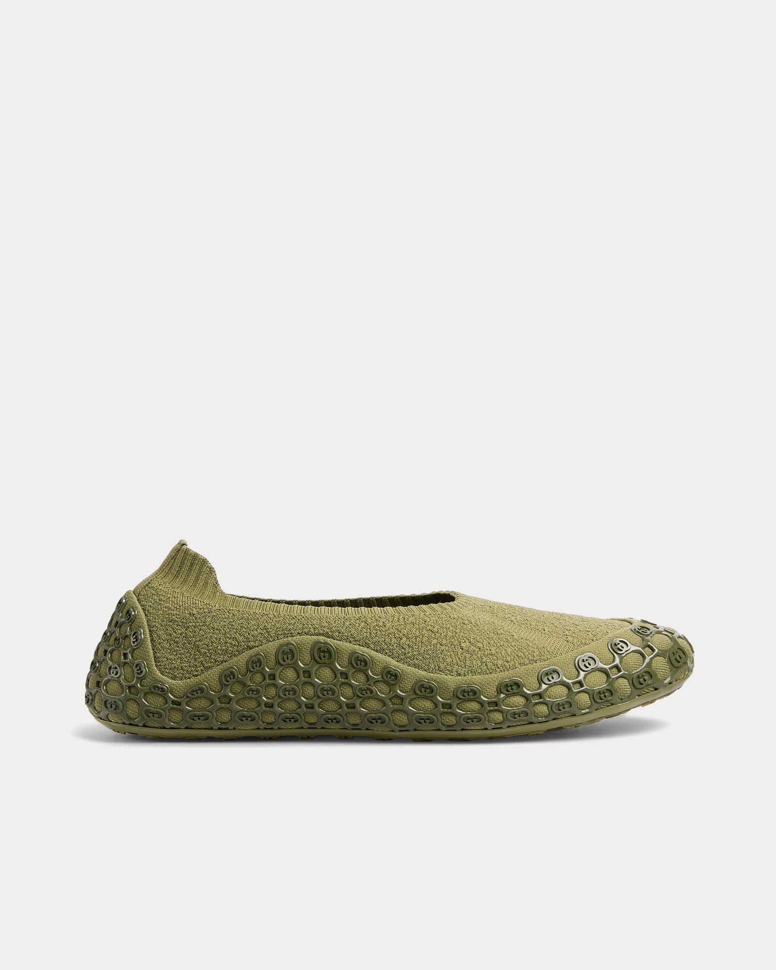 Chaussures à enfiler Gucci en tissu élastique vert foncé