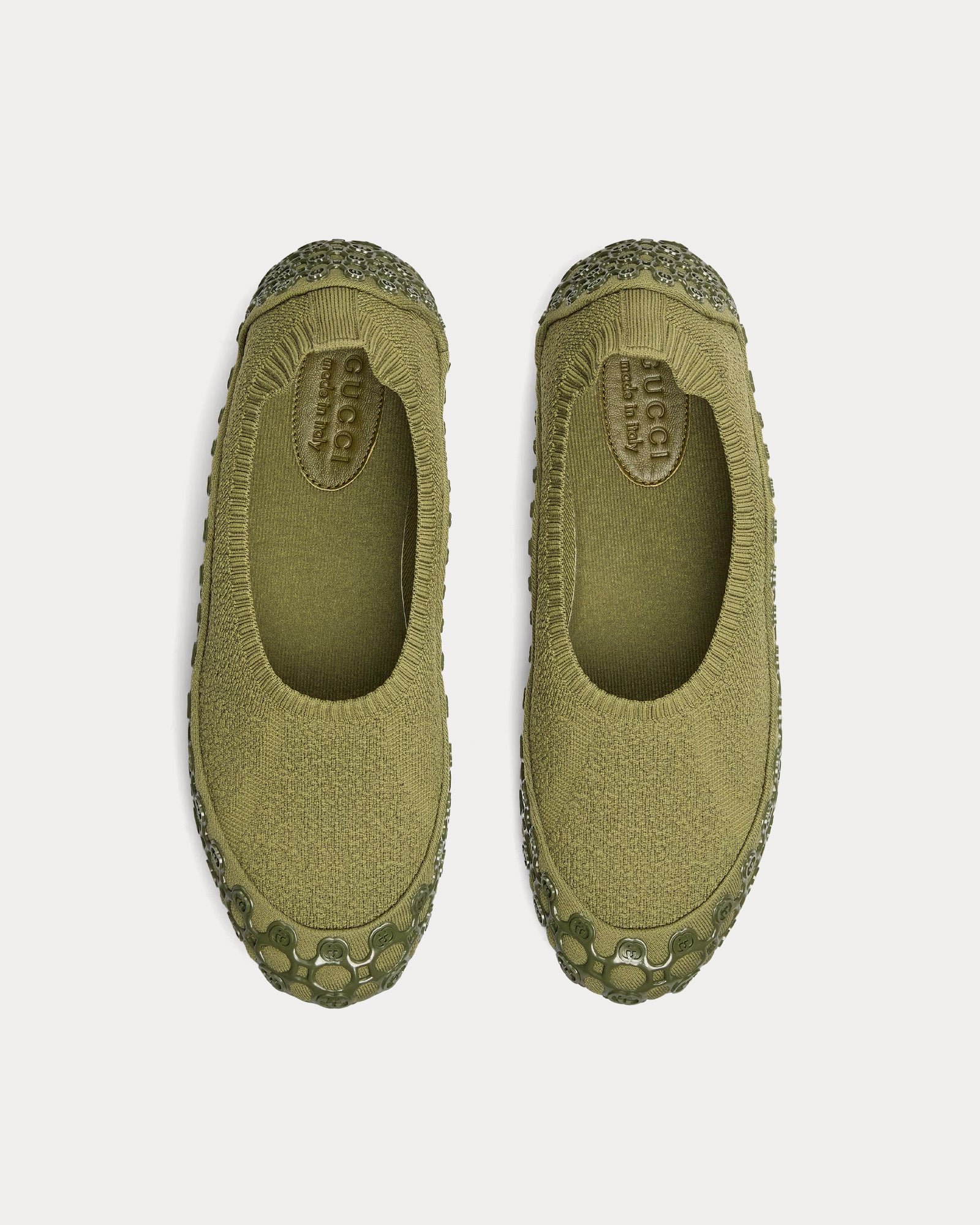 Chaussures à enfiler Gucci en tissu élastique vert foncé – Image 2