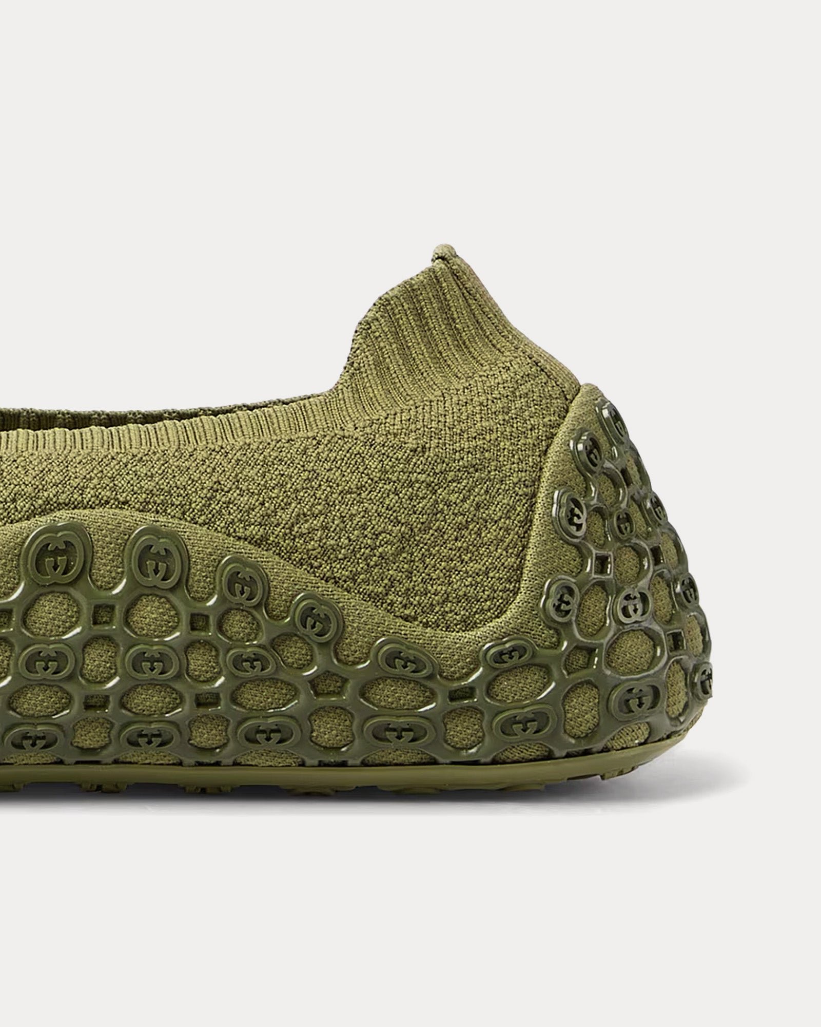 Chaussures à enfiler Gucci en tissu élastique vert foncé – Image 5