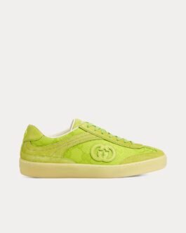 Baskets basses Gucci G75 en daim vert acide