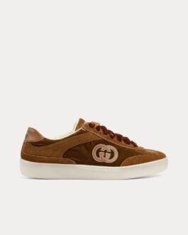 Baskets basses Gucci G75 en velours marron
