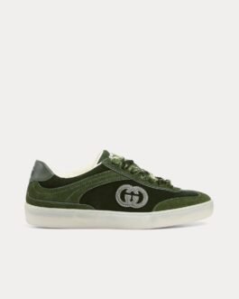 Baskets basses Gucci G75 en velours vert foncé