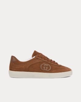 Baskets basses Gucci G75 en daim marron clair