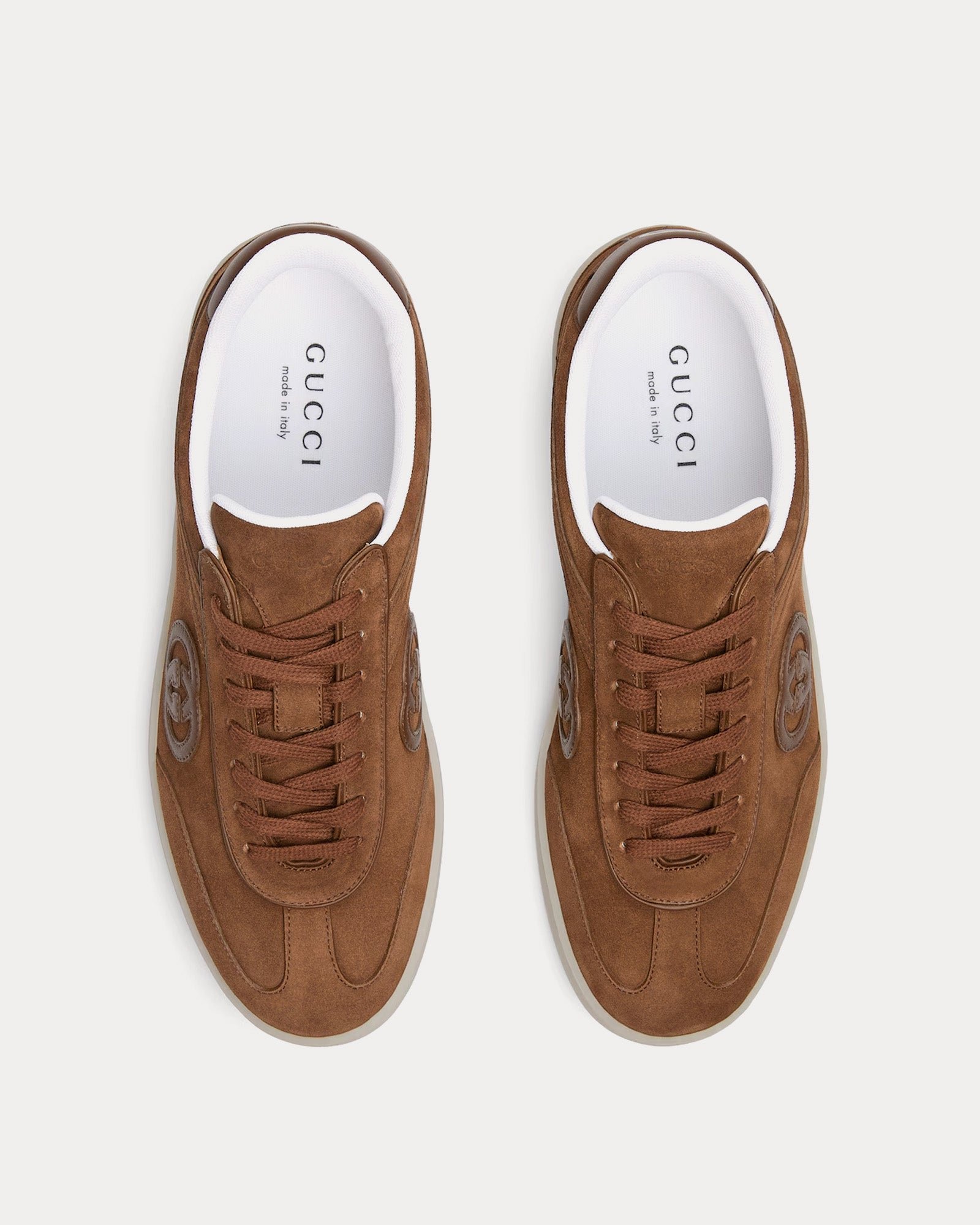 Baskets basses Gucci G75 en daim marron clair – Image 2