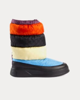 Bottes Gucci GG Nylon orange / noir / blanc cassé / bleu