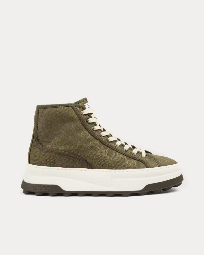 Baskets montantes vertes en toile Gucci GG Original