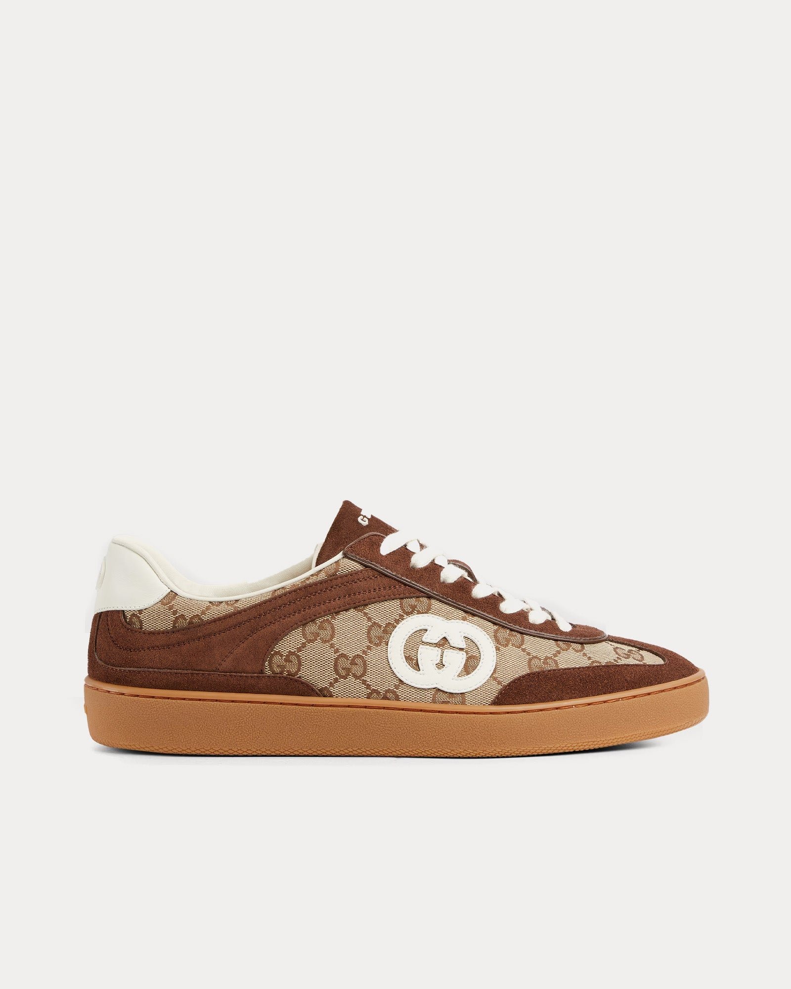 Baskets basses Gucci G75 en daim et toile GG marron foncé