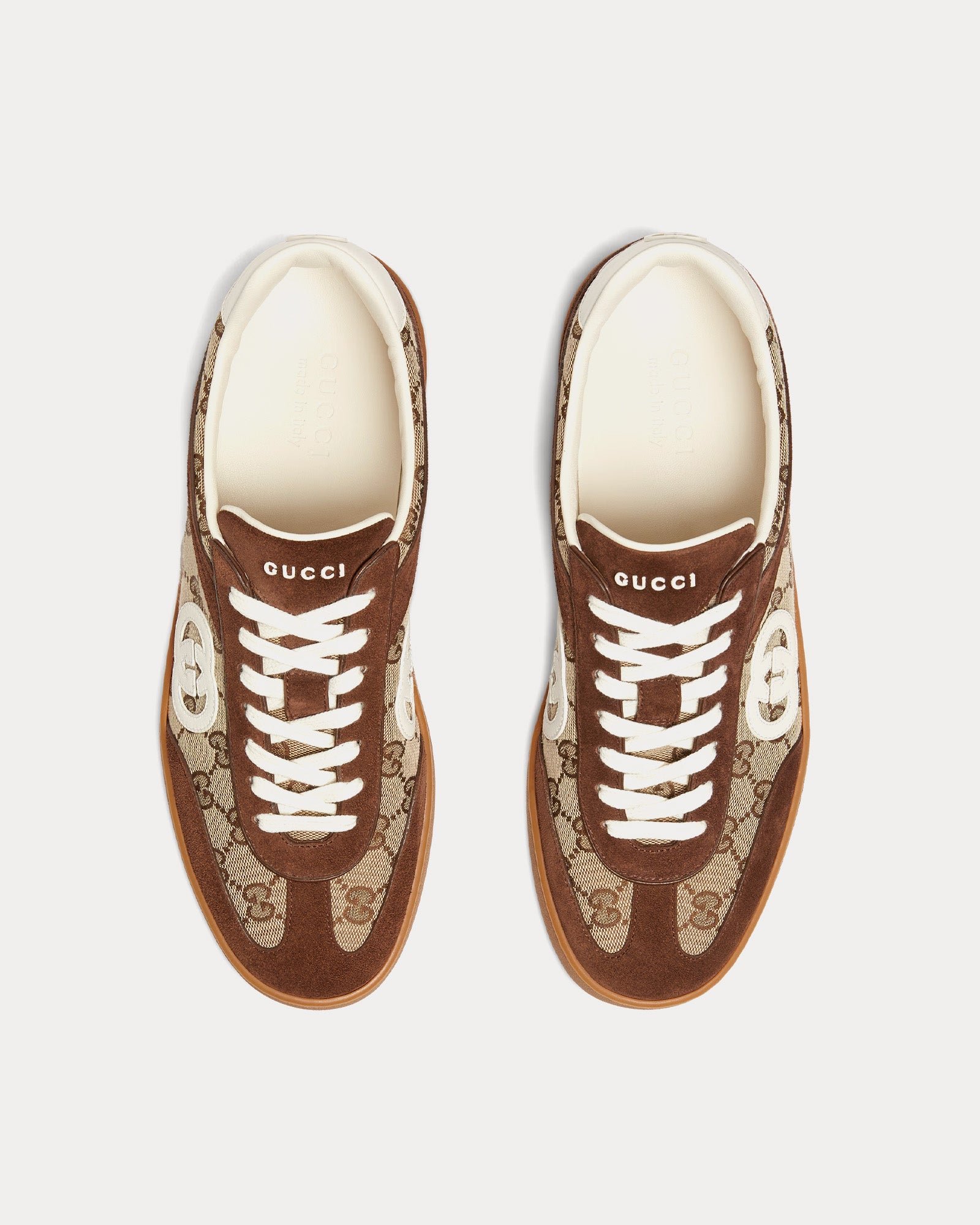 Baskets basses Gucci G75 en daim et toile GG marron foncé – Image 2