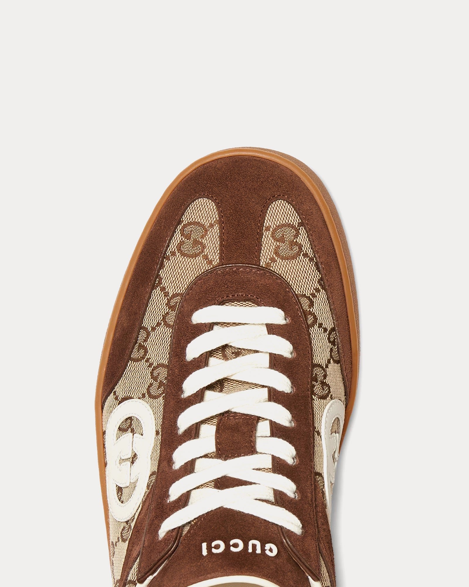 Baskets basses Gucci G75 en daim et toile GG marron foncé – Image 4