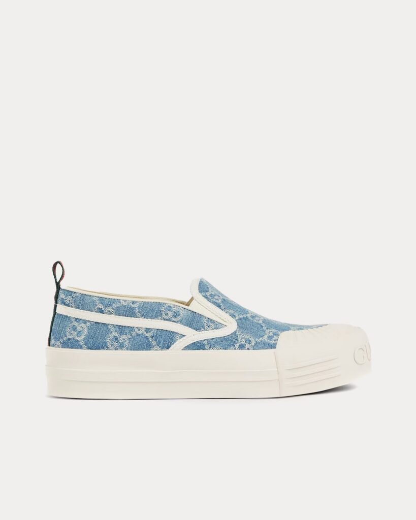 Baskets à enfiler bleu clair Gucci GG Denim
