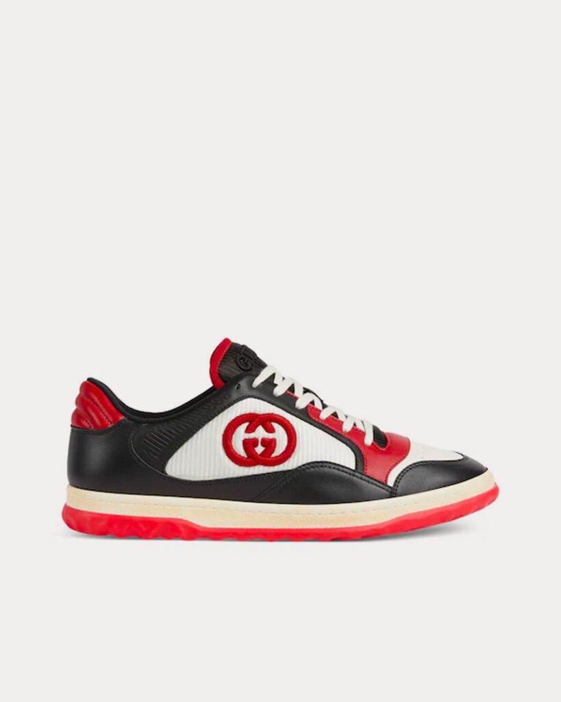 Baskets basses Gucci MAC80 en cuir noir/blanc/rouge