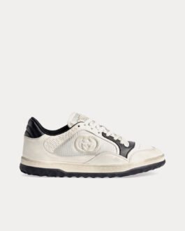 Baskets basses Gucci MAC80 en cuir blanc cassé/noir