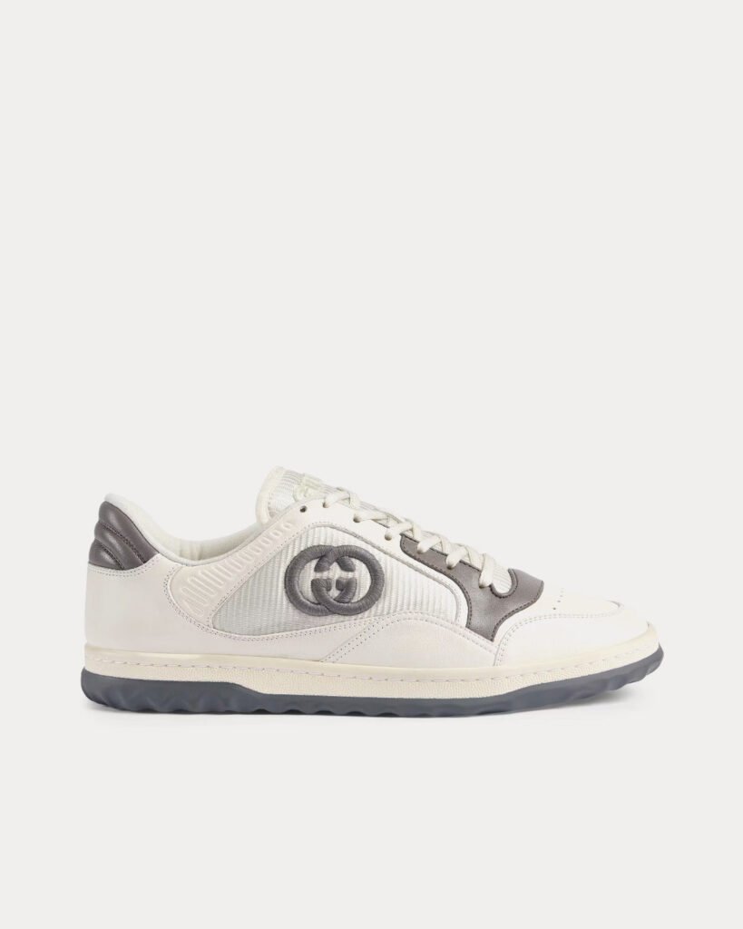 Baskets basses Gucci MAC80 en cuir blanc cassé/gris