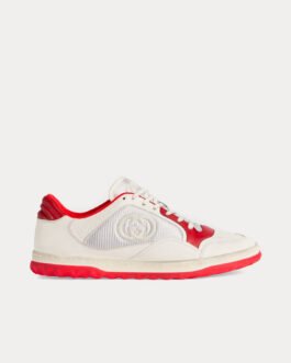 Baskets basses Gucci MAC80 en cuir blanc cassé/rouge