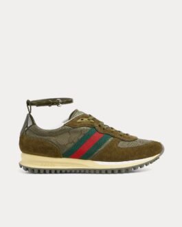 Baskets basses Gucci Re-Motion en nylon vert foncé GG