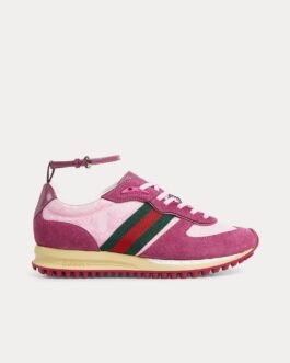Baskets basses Gucci Re-Motion en nylon et daim roses GG