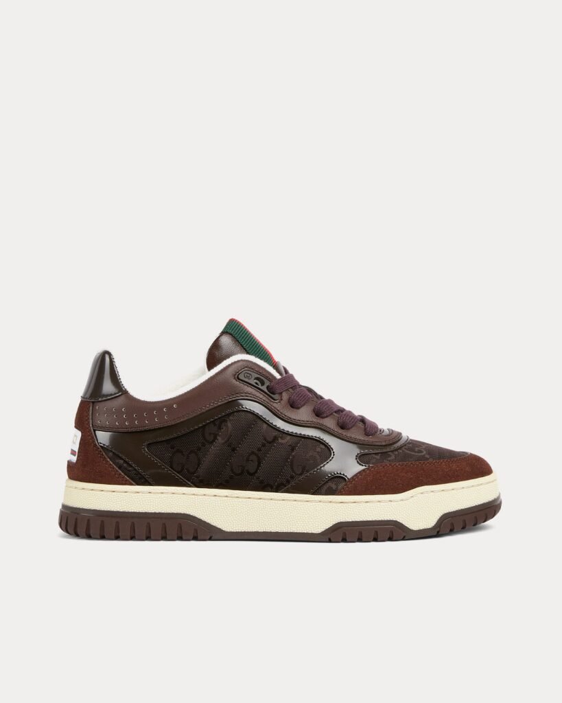 Baskets basses marron foncé Gucci Re-Web avec toile GG