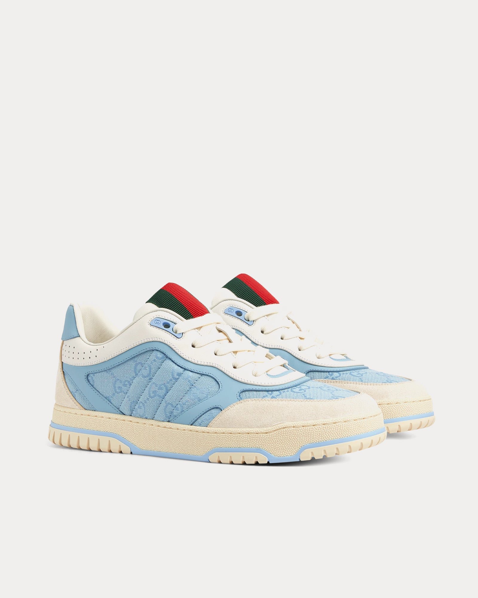 Baskets basses bleu clair Gucci Re-Web avec toile GG – Image 3