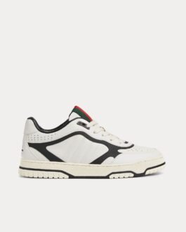 Baskets basses Gucci Re-Web en cuir blanc/noir