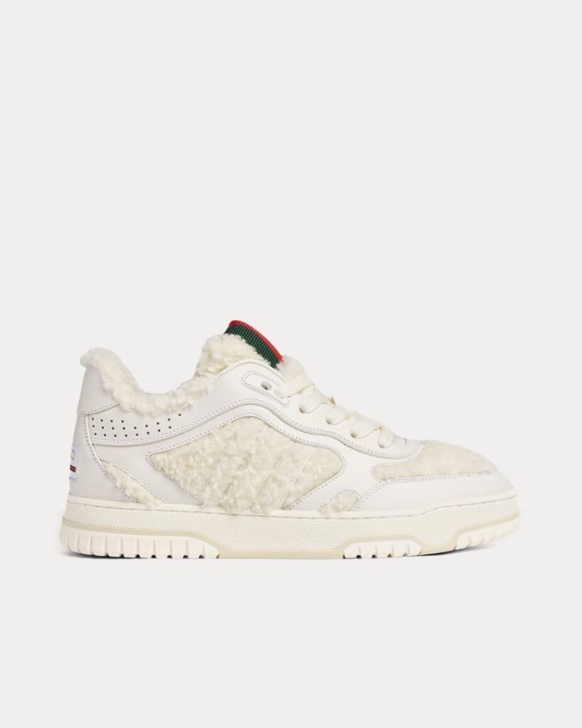 Baskets basses blanches Gucci Re-Web en tissu effet laine mérinos