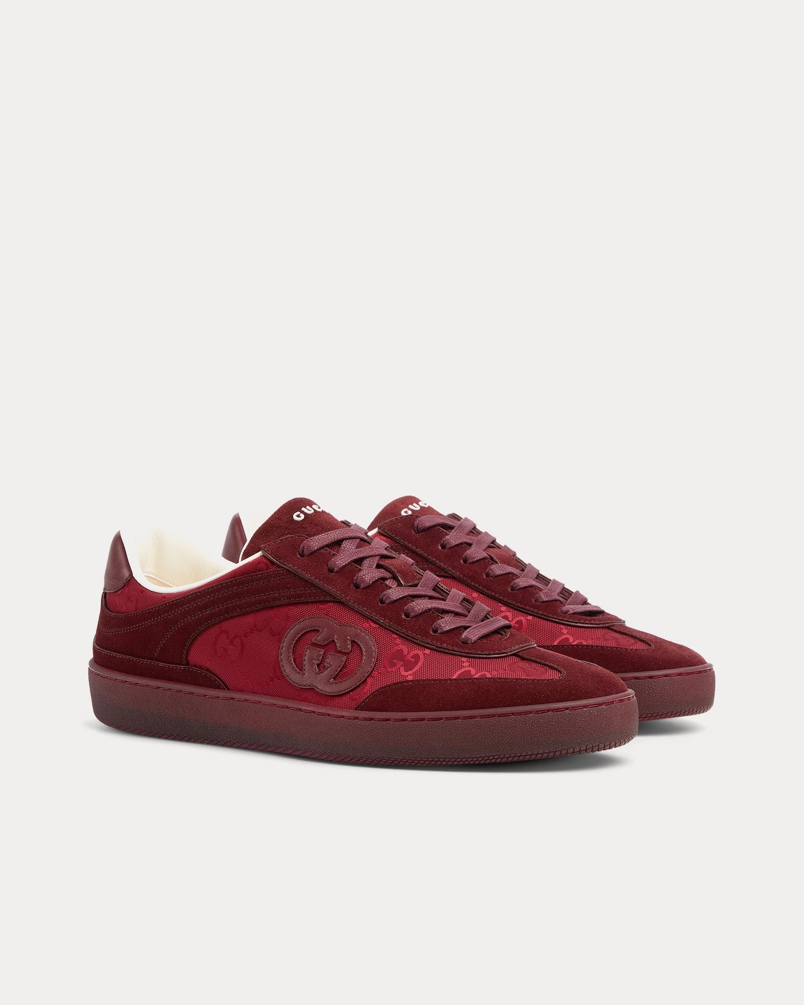 Baskets basses Gucci G75 en daim Rosso Ancora – Image 3