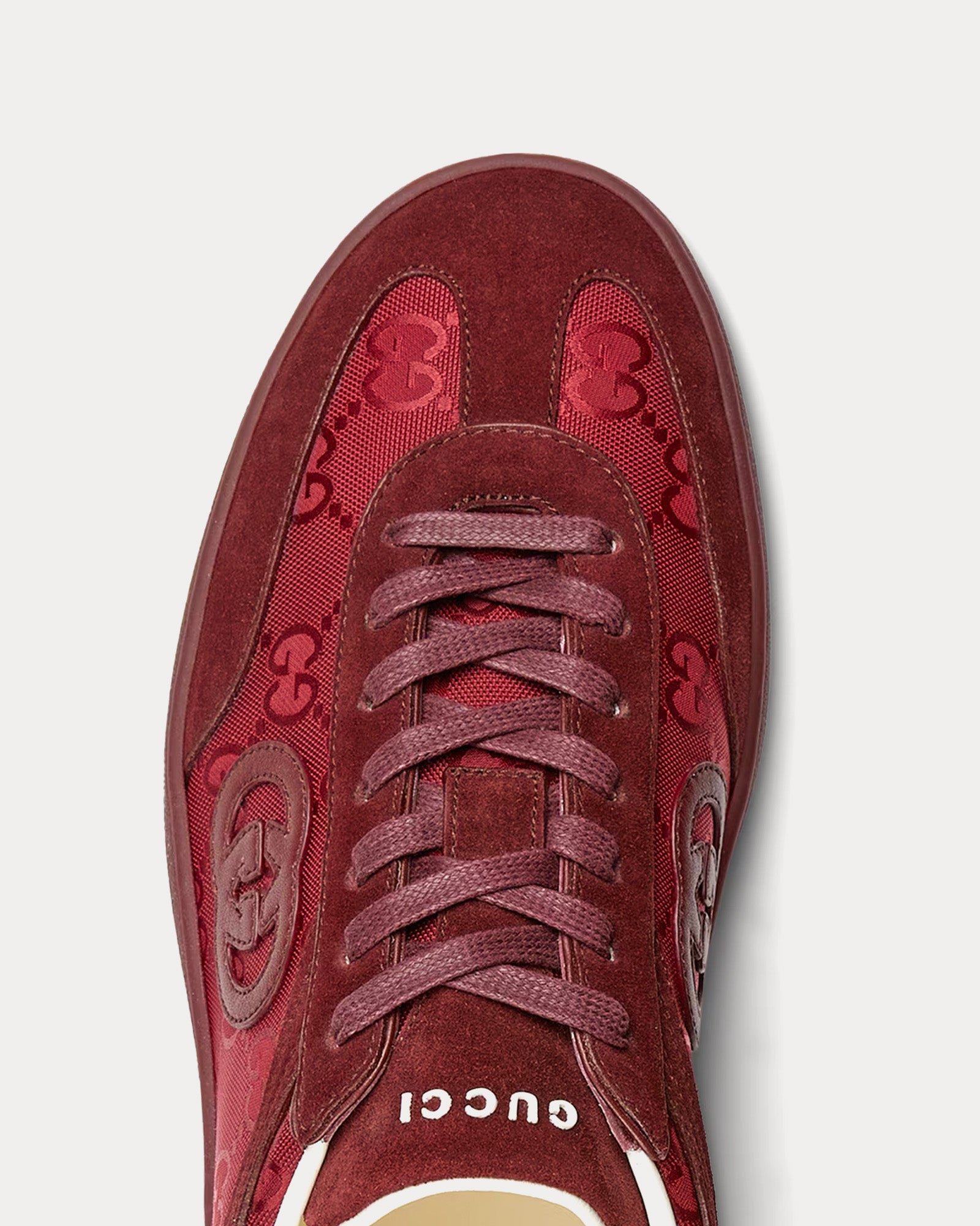 Baskets basses Gucci G75 en daim Rosso Ancora – Image 5