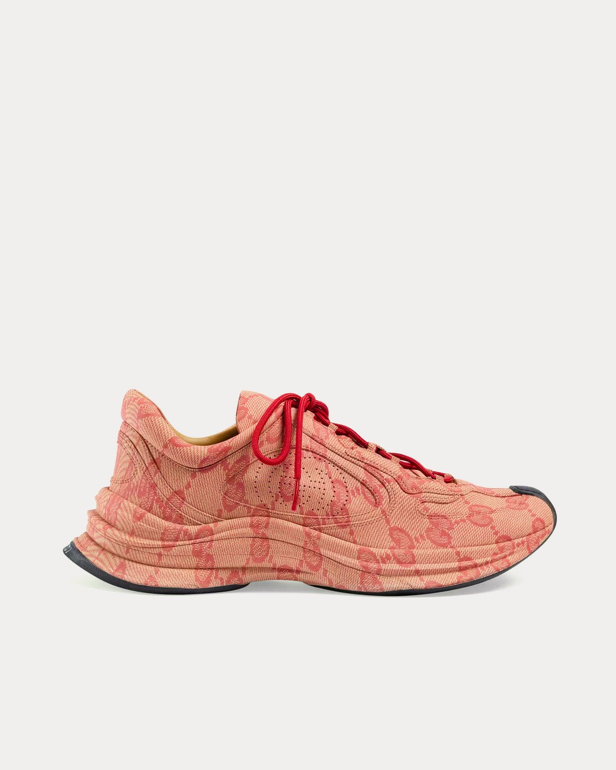 Baskets basses Gucci Run GG Print beiges/rouge hibiscus