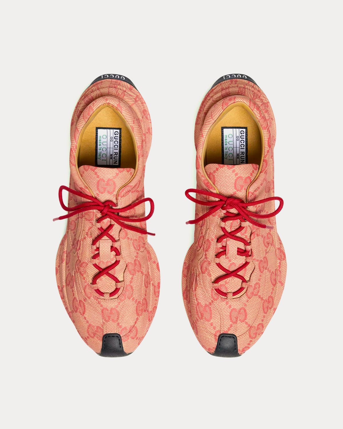 Baskets basses Gucci Run GG Print beiges/rouge hibiscus – Image 2