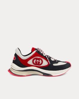 Baskets basses Gucci Run GG en daim noir/rouge/blanc