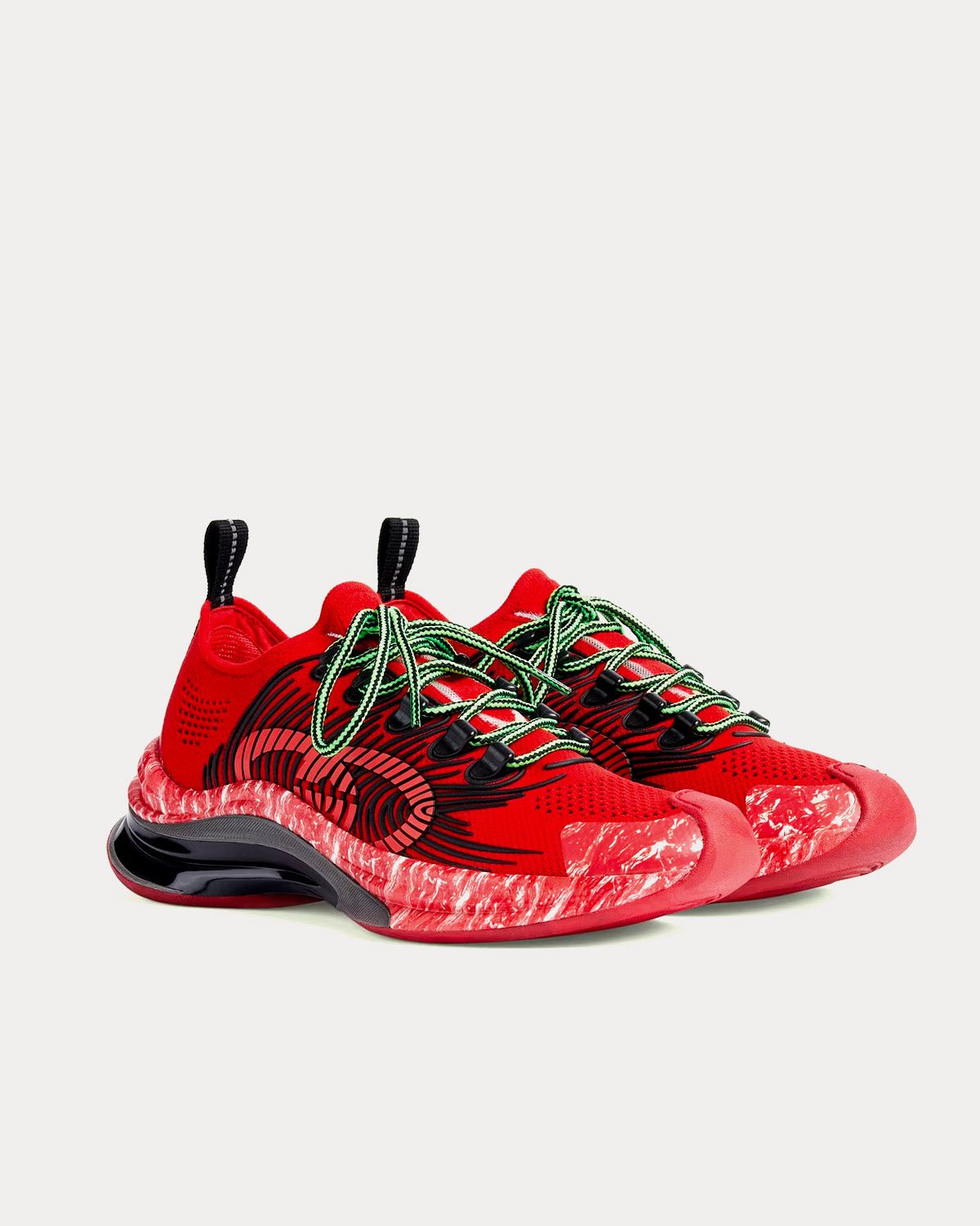 Chaussures de course Gucci Run en tissu technique rouge – Image 3