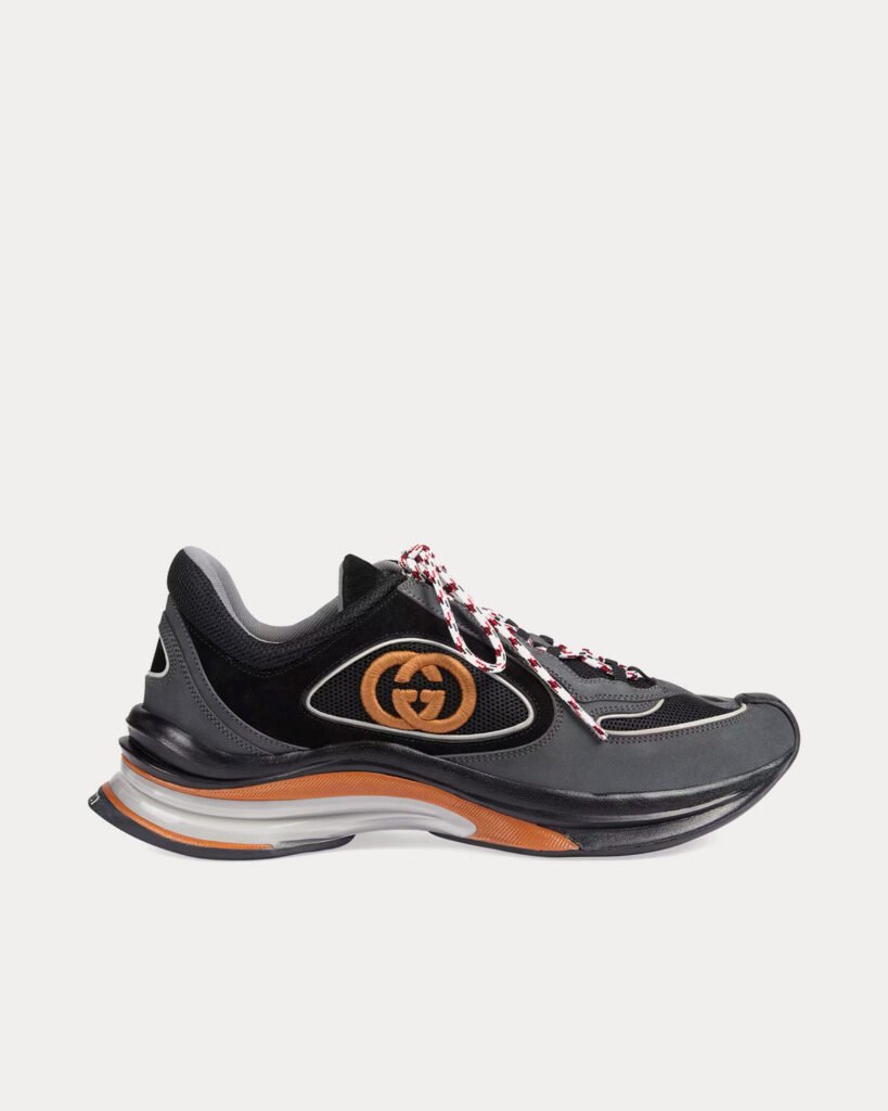 Baskets basses Gucci Run en daim gris/noir