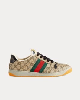Baskets basses Gucci Screener avec toile GG Supreme beige/ébène