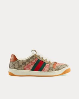 Baskets basses Gucci Screener GG Supreme en toile et cuir beige