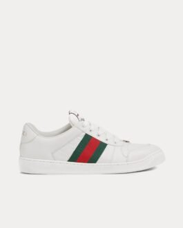 Baskets basses blanches en cuir Gucci Screener avec bande Web