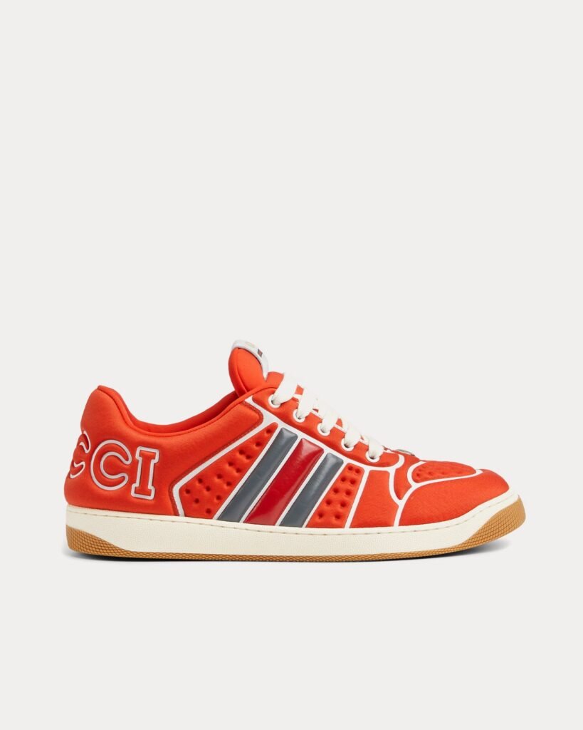 Baskets basses Gucci Screener avec bande Web en néoprène orange