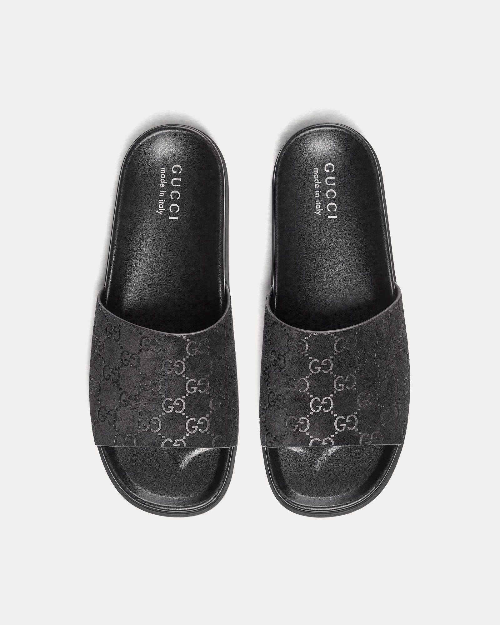 Sandales Gucci à brides coulissantes en daim GG noir – Image 2