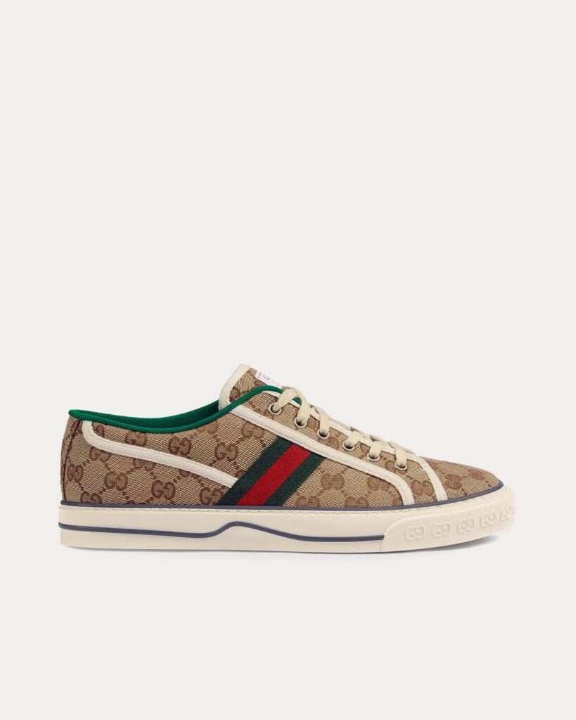 Baskets basses Gucci Tennis 1977 GG en toile beige/ébène
